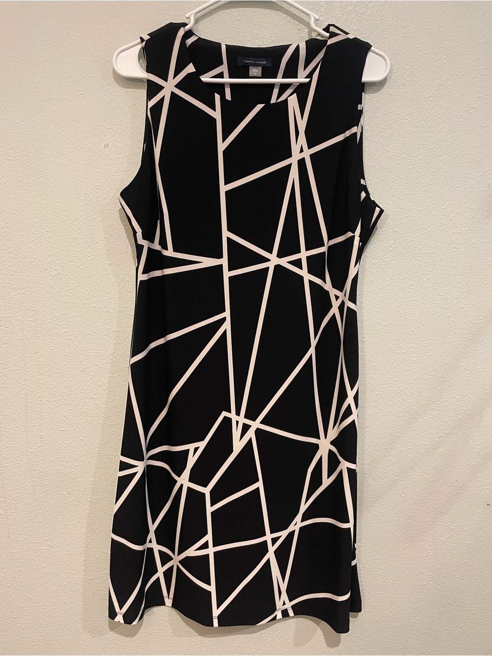Tommy Hilfiger Black Dress with White Geometric Lines